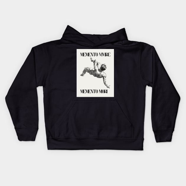 memento mori, art greek, latin phrase Kids Hoodie by Art by Daniel Gomez